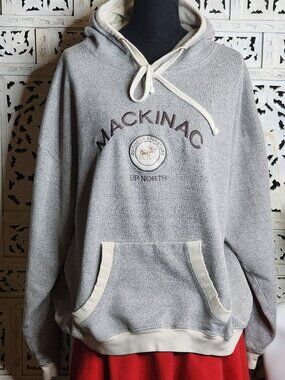 Ragwear USA Cream Brown Mackinac Up North Outdoor Cotton Poly Hoodie Size 2XL